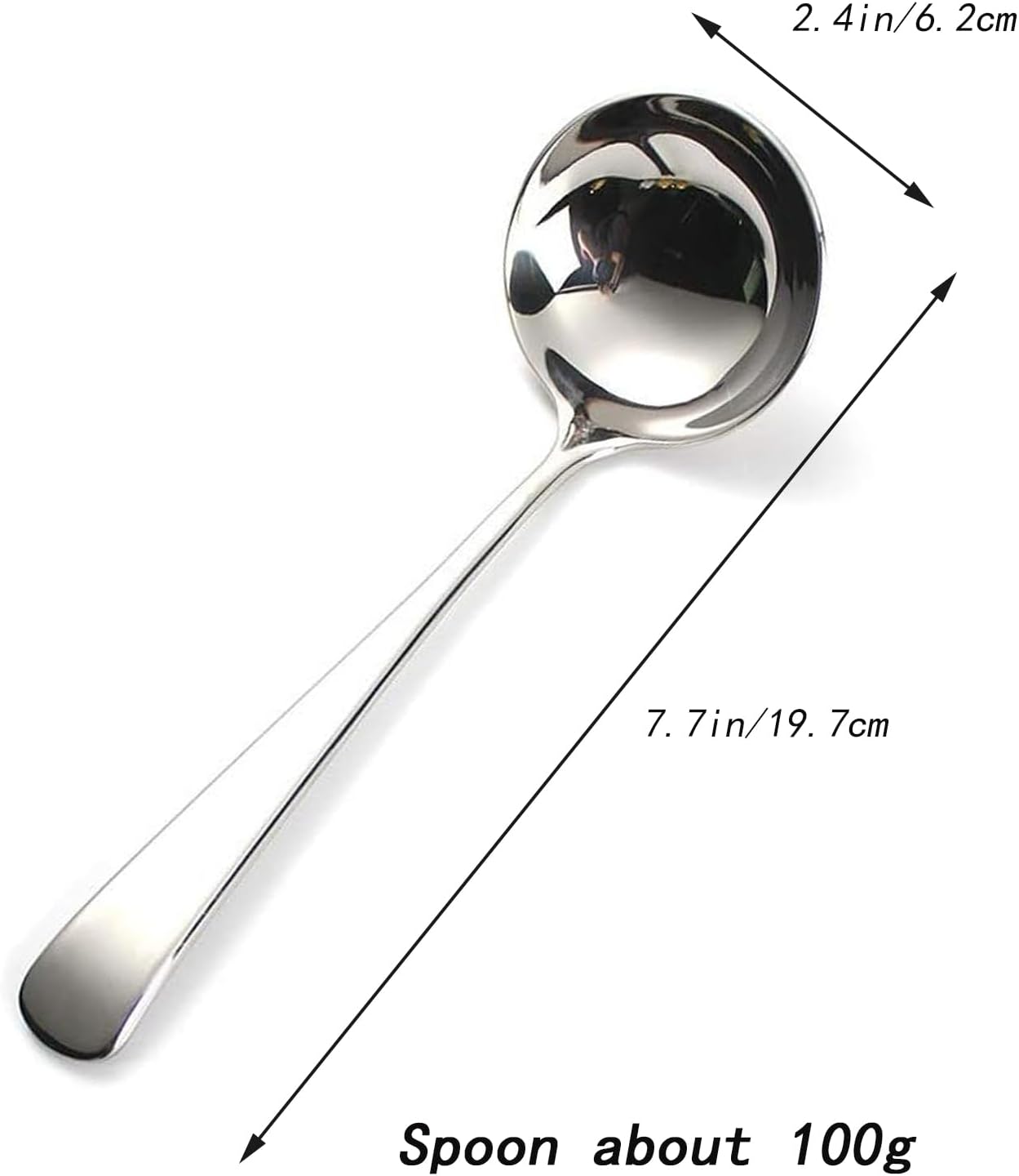 Zjunhm Small Soup and Gravy Ladles - 304 Stainless Steel, 7.7 Inches, 2-Piece Set - Dishwasher Safe (Silver)