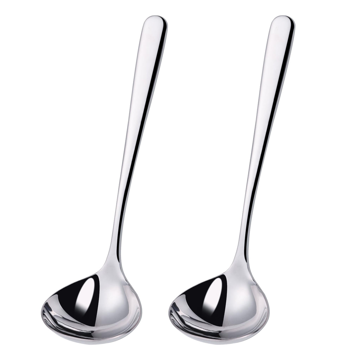 9.5 Inch Gold Ladle Spoons SUS304 Stainless Steel Soup Ladle 2 oz. Gravy Sauce Kitchen Ladle for serving(Set of 2)