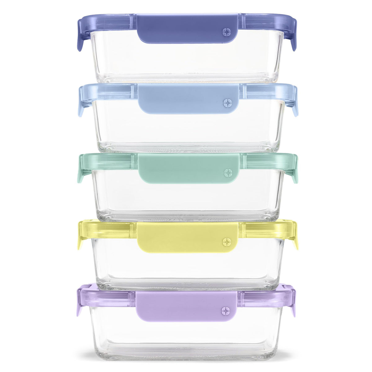 Ello Color Lock 3.4 Cup Glass Meal Prep Containers & Lids, 5 Pack, Desert