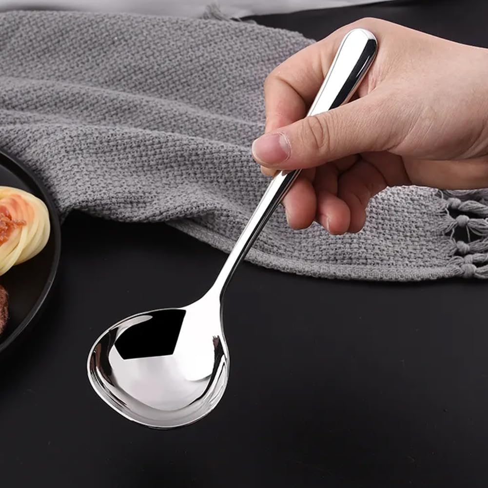 Soup Ladle, 2Pcs 304 Stainless Steel Ladle Spoon Small Gravy Soup Ladle Kitchen Utensil Cooking Serving Spoon for Cooking Buffet, Party, Kitchen(6.69inch+8.07inch)