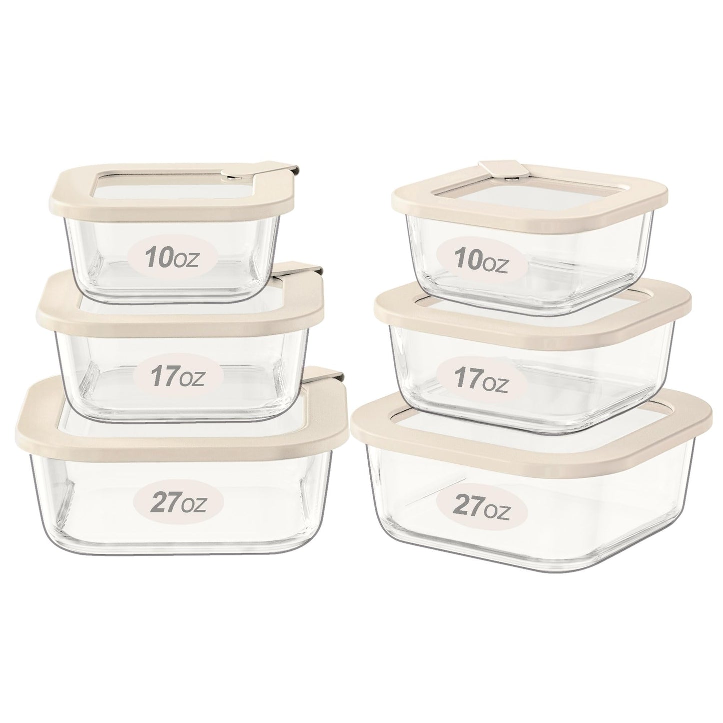 Urban Green Glass Food Storage Containers with Glass Lids, Microwave Safe Food Container Set, Airtight Food Container Set, LeakProof, 100% Plastic Free, White Color, 4pack