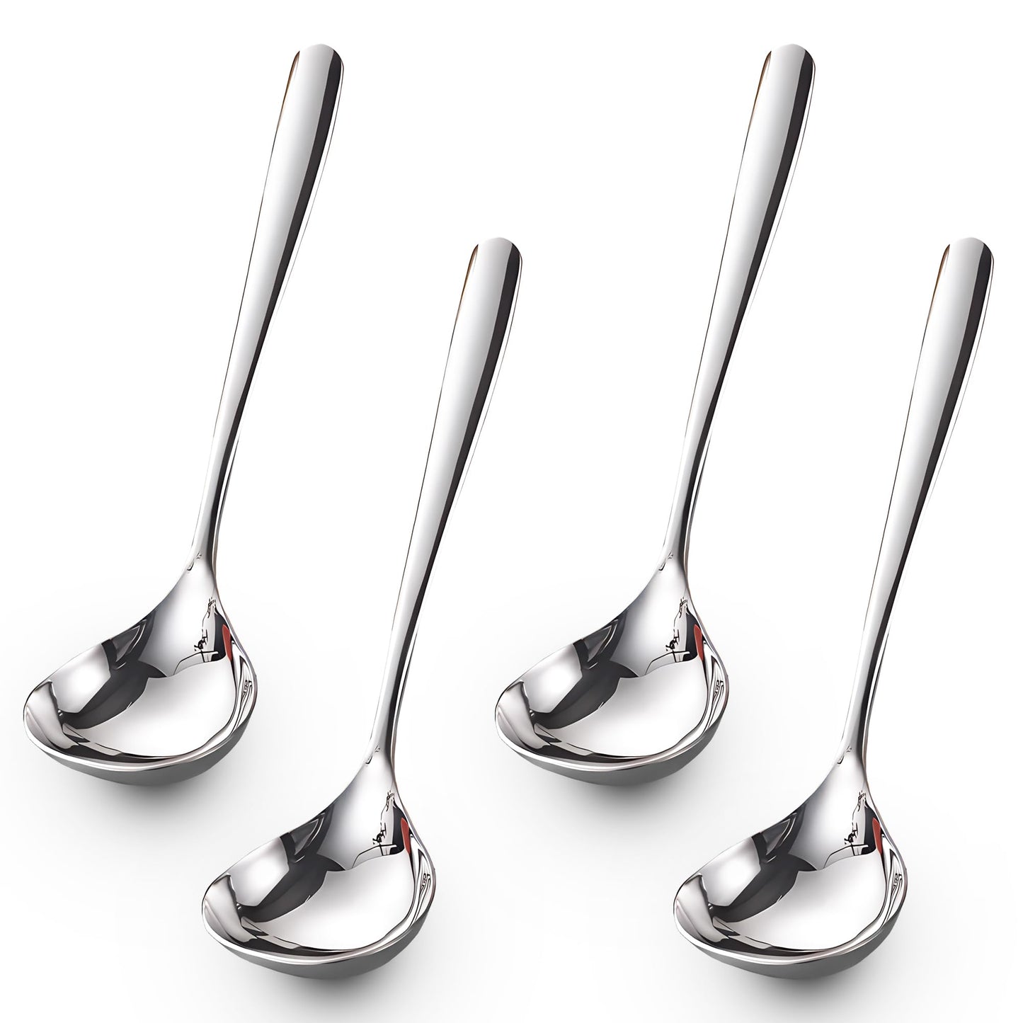 Comicfs 4 Pack Small Ladle Sauce Ladle SUS 304 Stainless Steel Small Serving Ladles Gravy Soup Spoon Ladles 8-Inch (Silver)