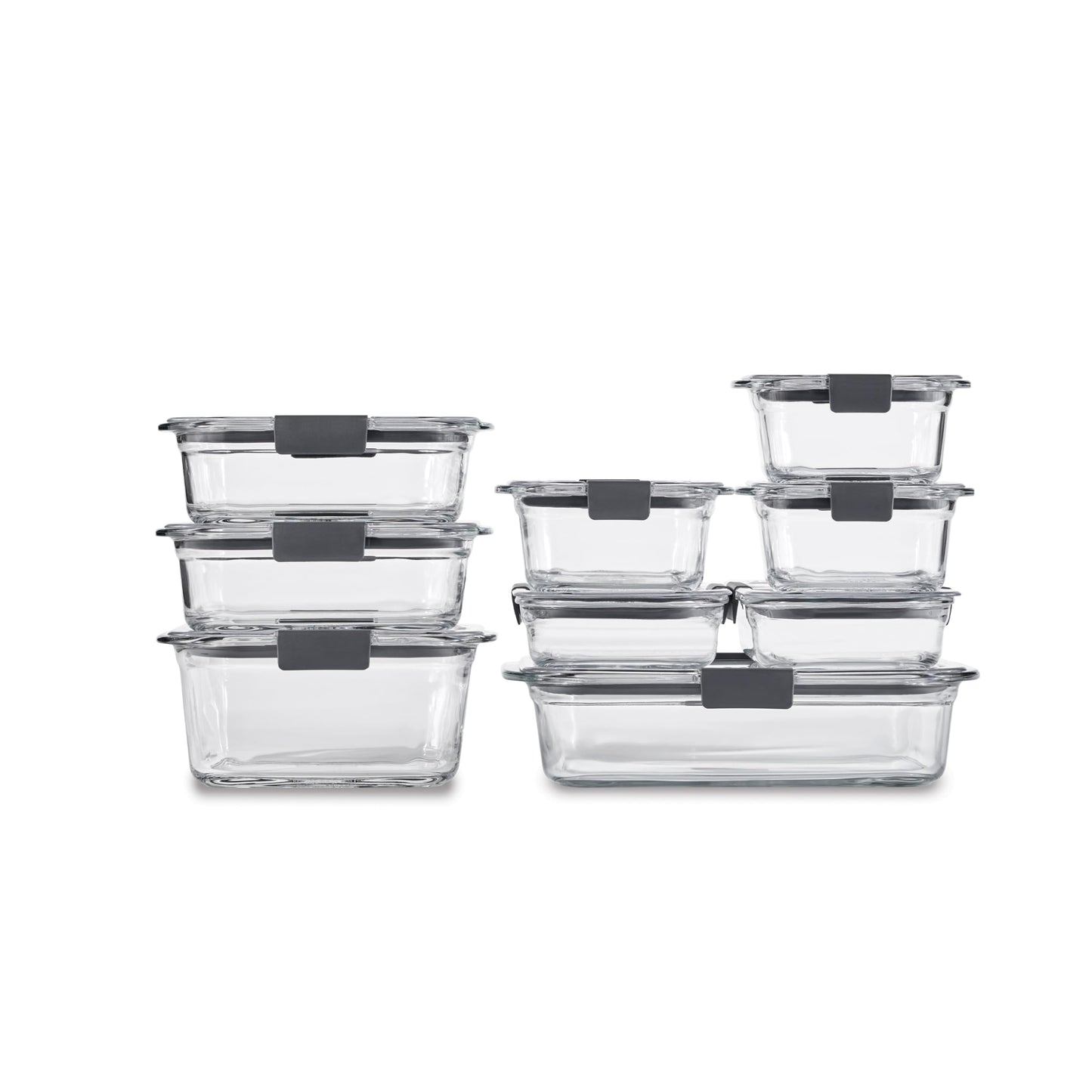 Rubbermaid Brilliance Glass Storage 4.7-Cup Food Containers with Lids Set of 3 Clear