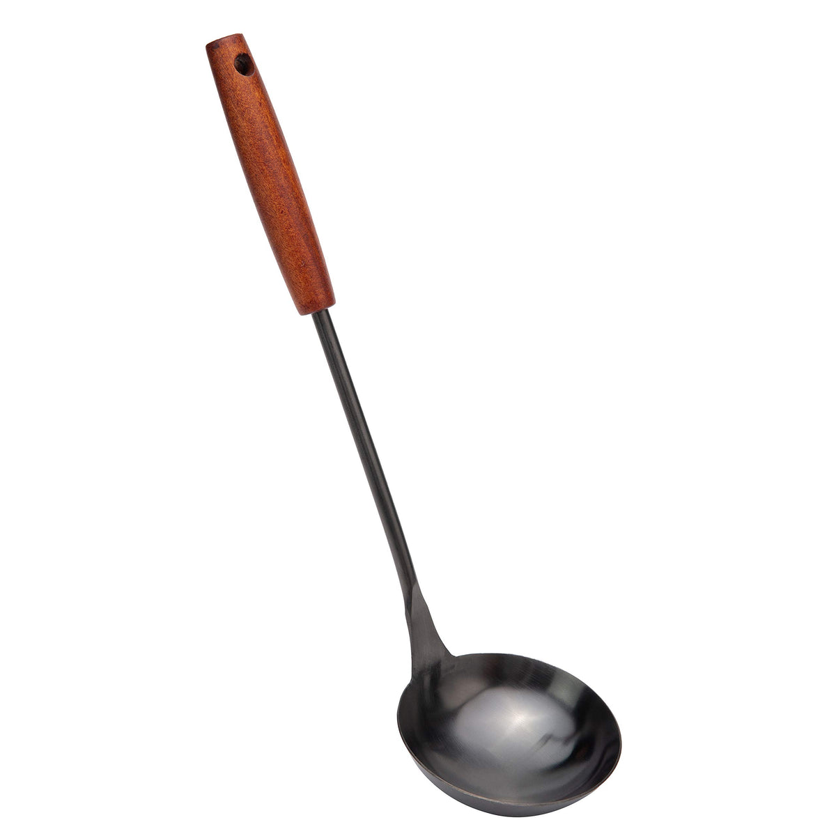 Stainless Steel Wok Utensil - 14.2 Inch Rust Proof Soup Ladle With Ergonomic Wooden Handle - Serving Spoon For Cooking, Gravy, Sauces, and More