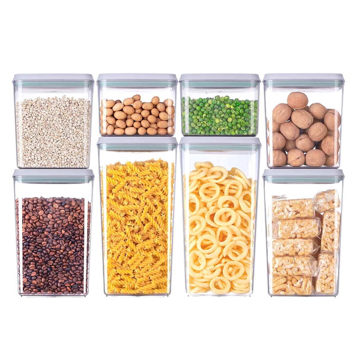 Airtight Food Storage Containers Set with One-Touch Lid, 2-Pack (4.22 QT / 4.0 L) Tall Stackable Durable PET for Bulk Rice, Flour & Baking Essentials Organizer.