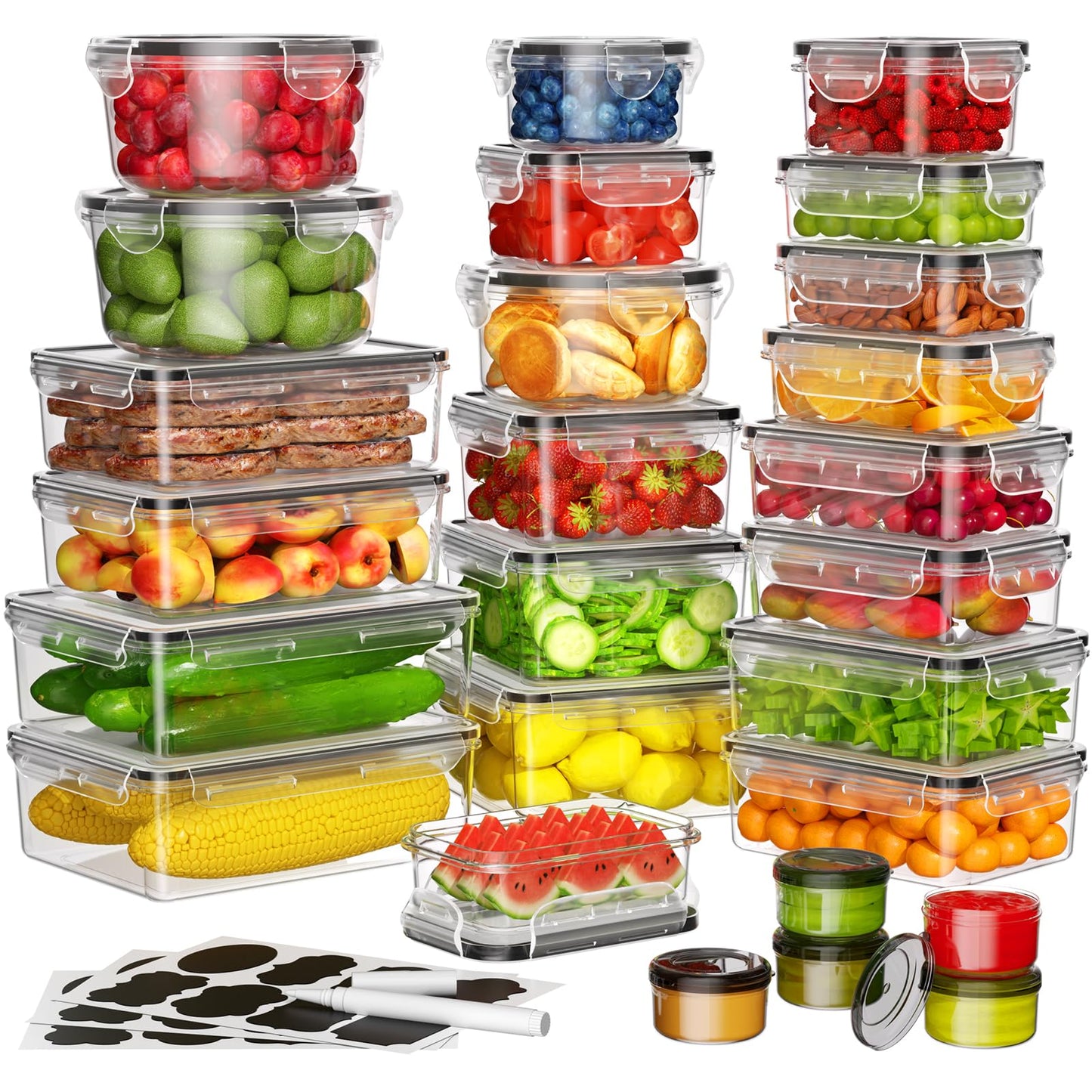 KEMETHY Large 40 Piece Food Storage Containers with Airtight Lids, BPA-free
