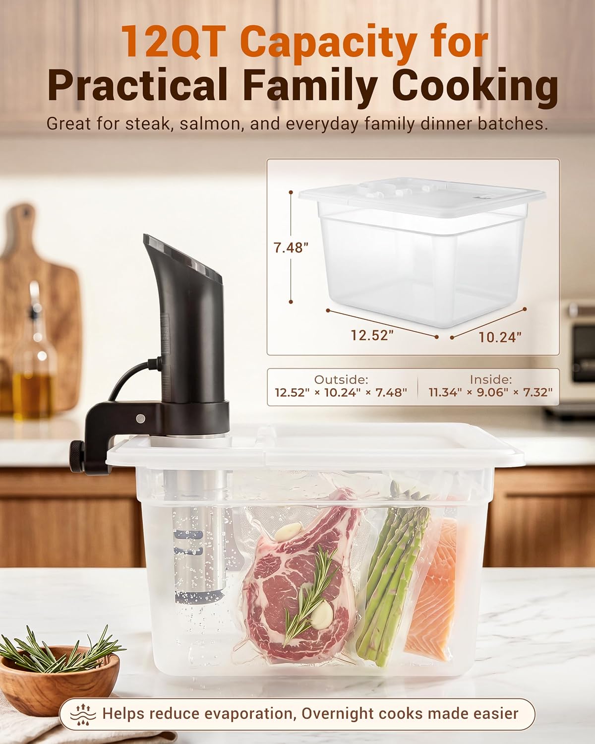 EVERIE 12QT Sous Vide Container BPA-Free with Reinforced Hinged Lic