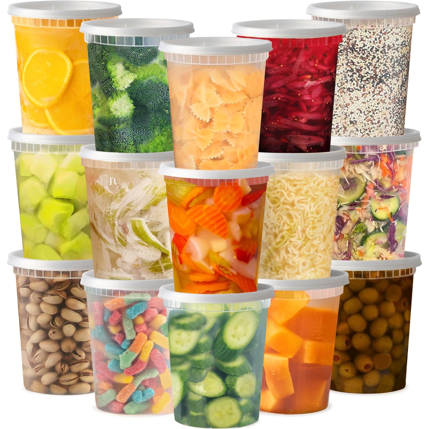 TashiBox [8oz-40 Sets Plastic Containers with Airtight Lids, Food Storage Containers, Deli, Slime, Soup, Meal Prep Containers | BPA Free | Stackable | Leakproof | Microwave/Dishwasher/Freezer Safe