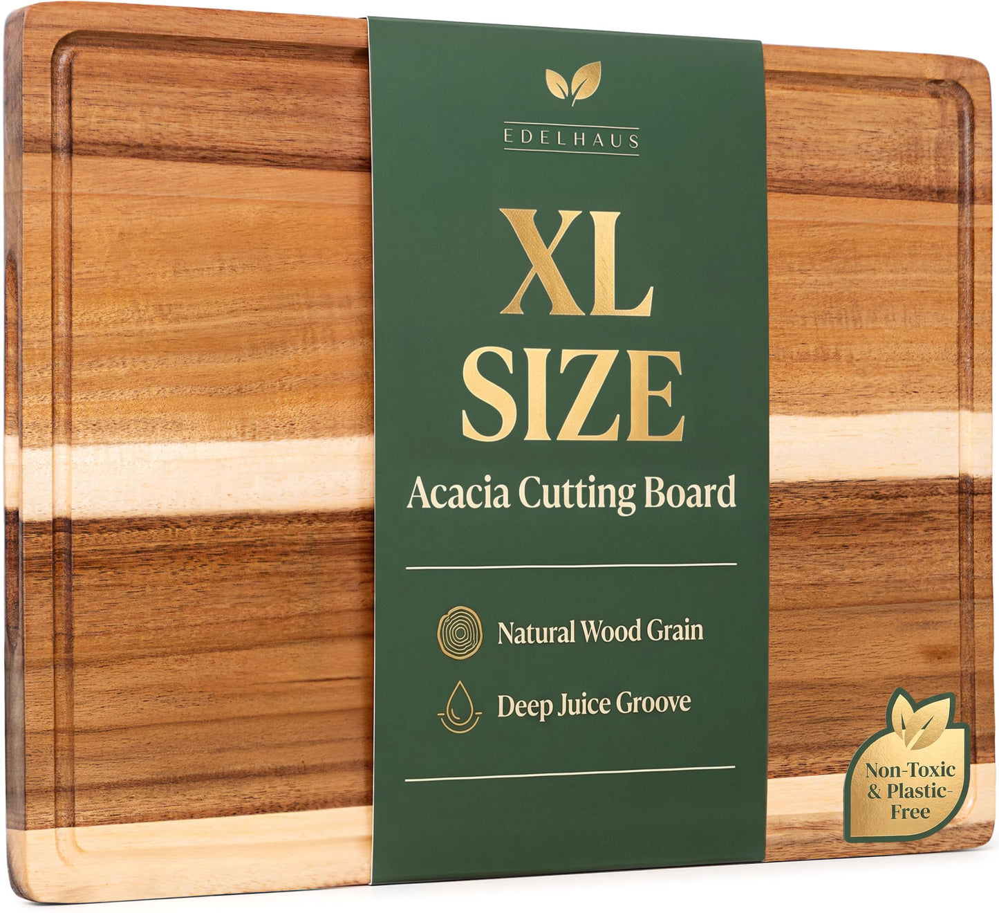 EDELHAUS Acacia Wood Cutting Boards for Kitchen Set of 3, Double sided
