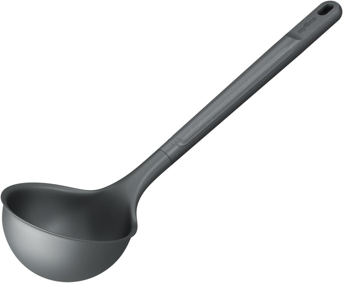Zyliss Large Ladle, Sustainable Wheatstraw/Nylon, Soup Ladle for Cooking and Serving with Heat Resistant Silicone Head, Beluga Grey, 12.5" x 3.7", Dishwasher Safe, 5 Year Guarantee