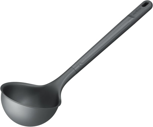 Zyliss Large Ladle, Sustainable Wheatstraw/Nylon, Soup Ladle for Cooking and Serving with Heat Resistant Silicone Head, Beluga Grey, 12.5" x 3.7", Dishwasher Safe, 5 Year Guarantee