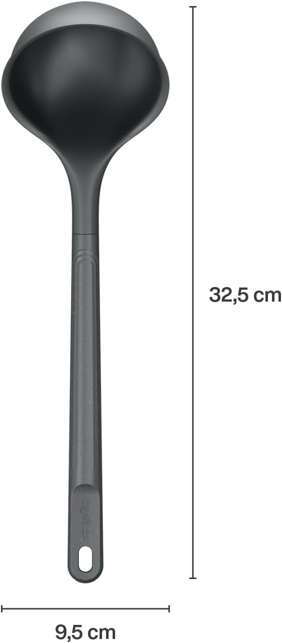Zyliss Large Ladle, Sustainable Wheatstraw/Nylon, Soup Ladle for Cooking and Serving with Heat Resistant Silicone Head, Beluga Grey, 12.5" x 3.7", Dishwasher Safe, 5 Year Guarantee