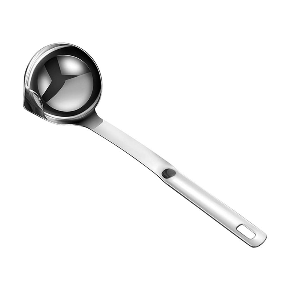 Kitchen Soup Ladle 304 Stainless Steel Punch Metal Luminous Ladell Spoons With Pour Spout Gravy Ladles for Serving,Cooking,Canning,11.8 inch