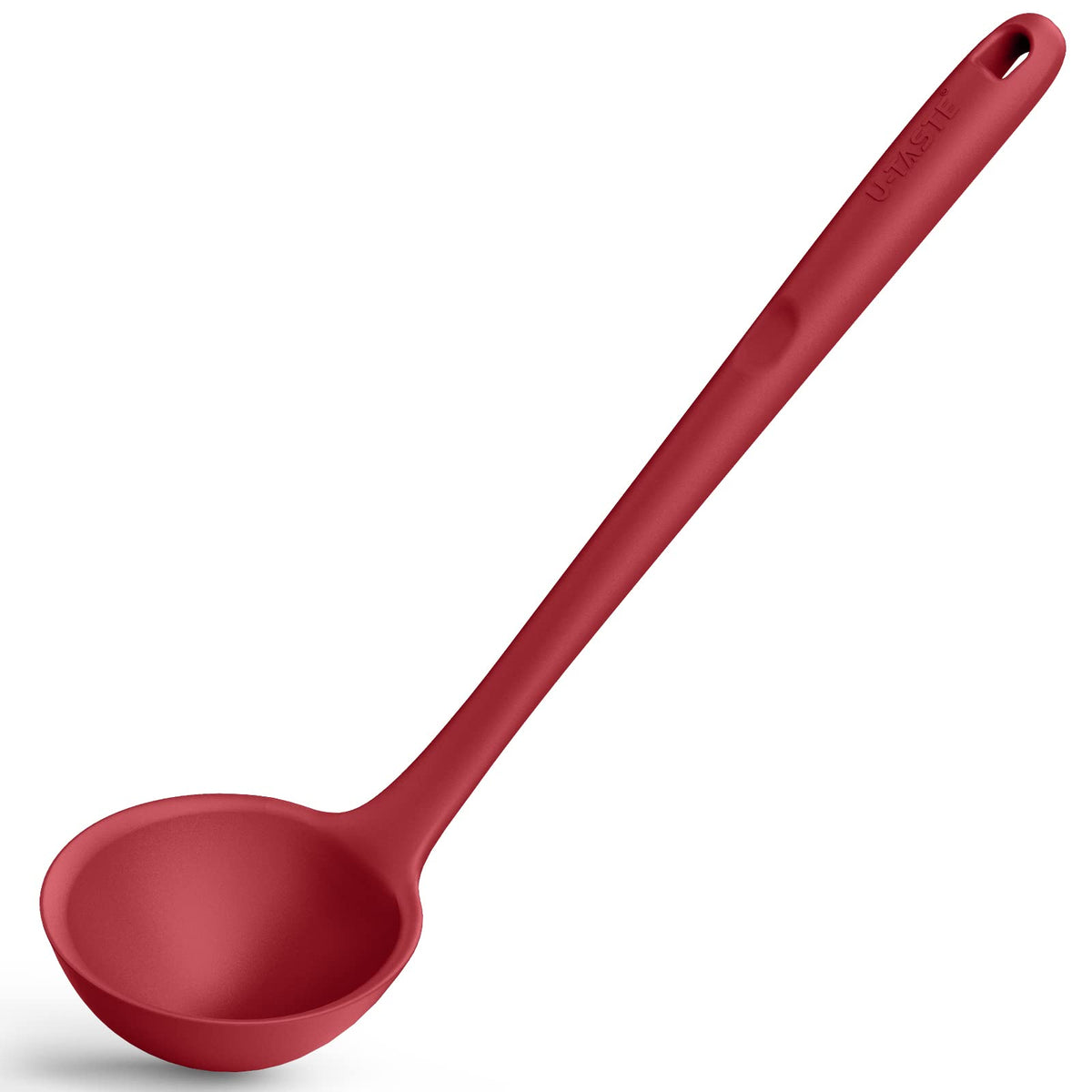 13 inch Silicone Soup Ladle: U-Taste 600ºF Heat Resistant 4 oz Large Non-stick Seamless Rubber Kitchen Deep Serving Spoon with Non-slip Solid Long Handle for Cooking Sauce/Stews/Gravies (Aqua Sky)