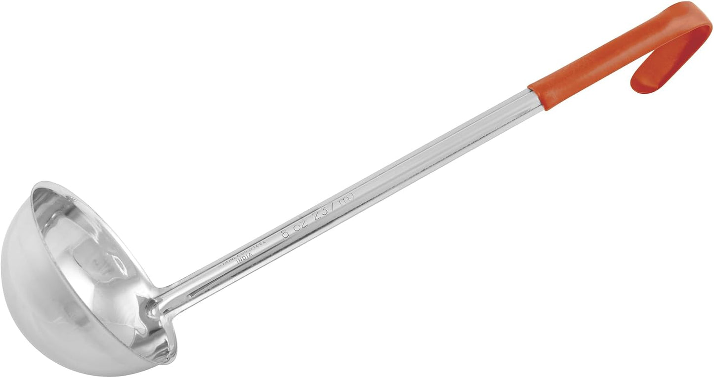 Winco 16 oz Red One Piece Stainless Steel Ladle