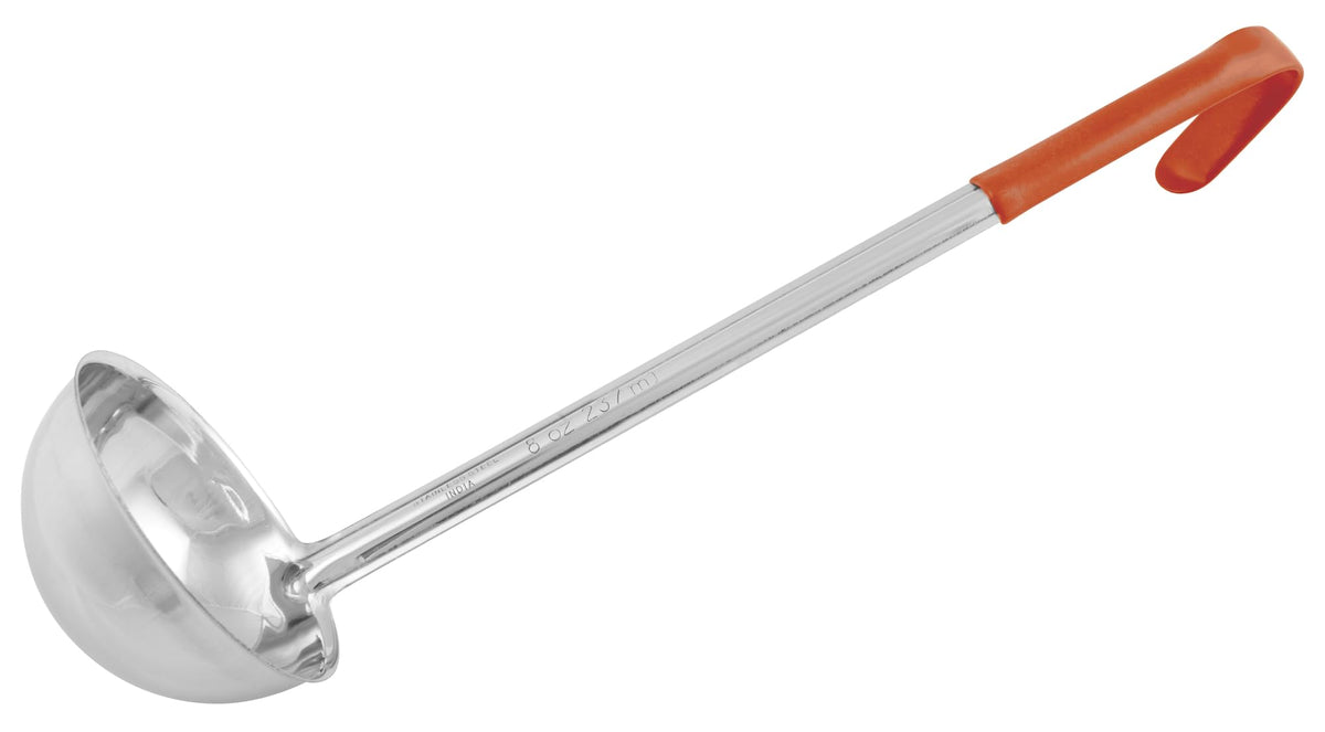 Winco 16 oz Red One Piece Stainless Steel Ladle
