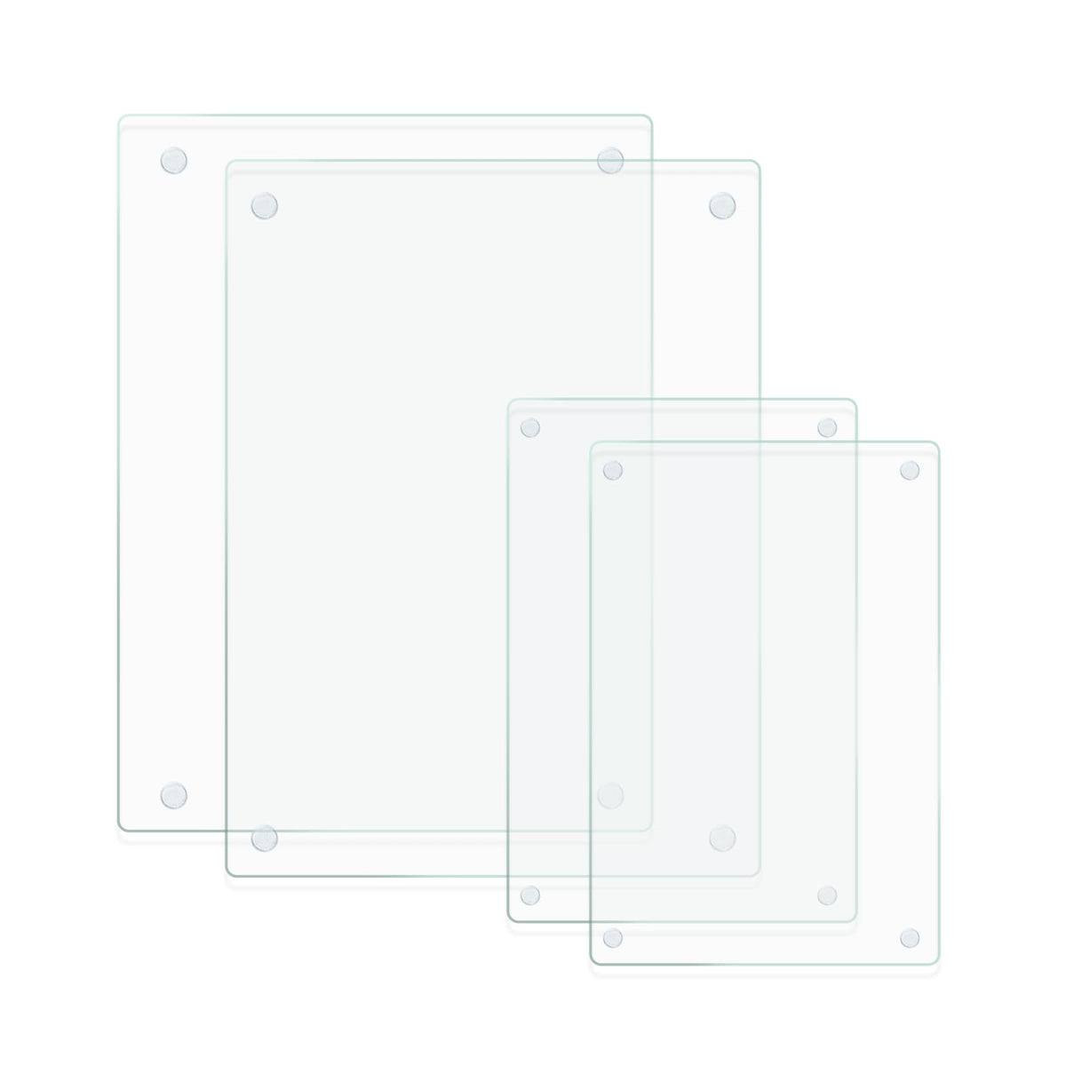 Mymonfif Tempered Glass Cutting Board for Kitchen, Clear Glass Board for Countertop, Heat Resistant, with Non-Slip Feet, 12x16" & 12x8" 2 Pcs Clear