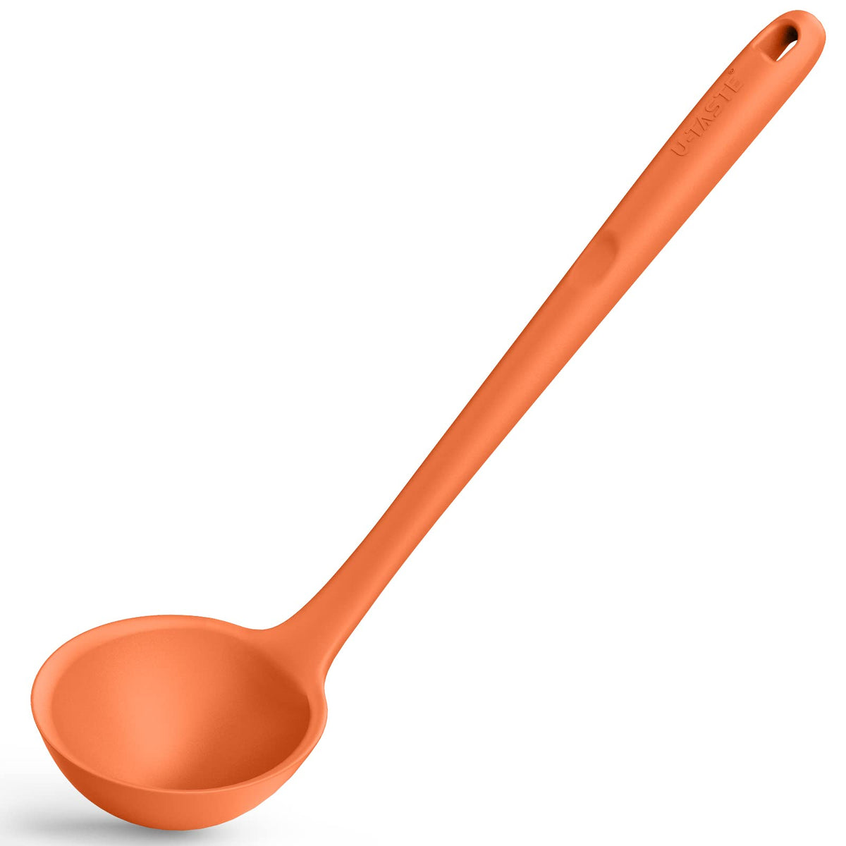 13 inch Silicone Soup Ladle: U-Taste 600ºF Heat Resistant 4 oz Large Non-stick Seamless Rubber Kitchen Deep Serving Spoon with Non-slip Solid Long Handle for Cooking Sauce/Stews/Gravies (Aqua Sky)