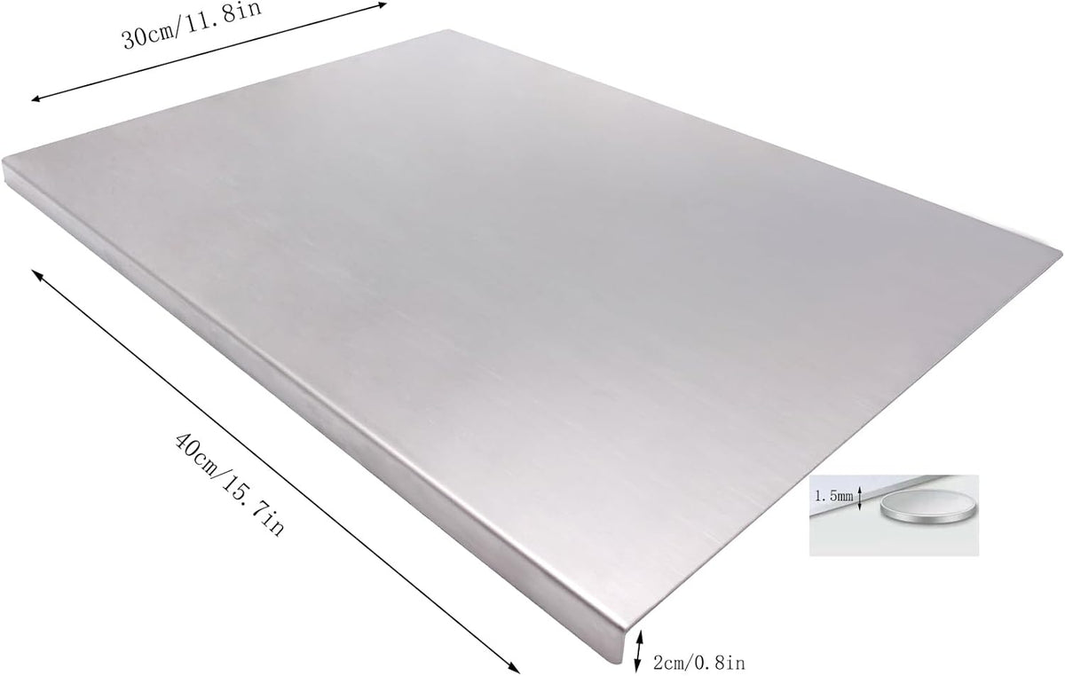 BILLAMB Stainless Steel Cutting Boards for The Kitchen, Suitable for Meat, Fruits, Vegetables, Bread, and Baking Large-sized Cutting Boards (40 x 30cm/15.7 x 11.8 in)