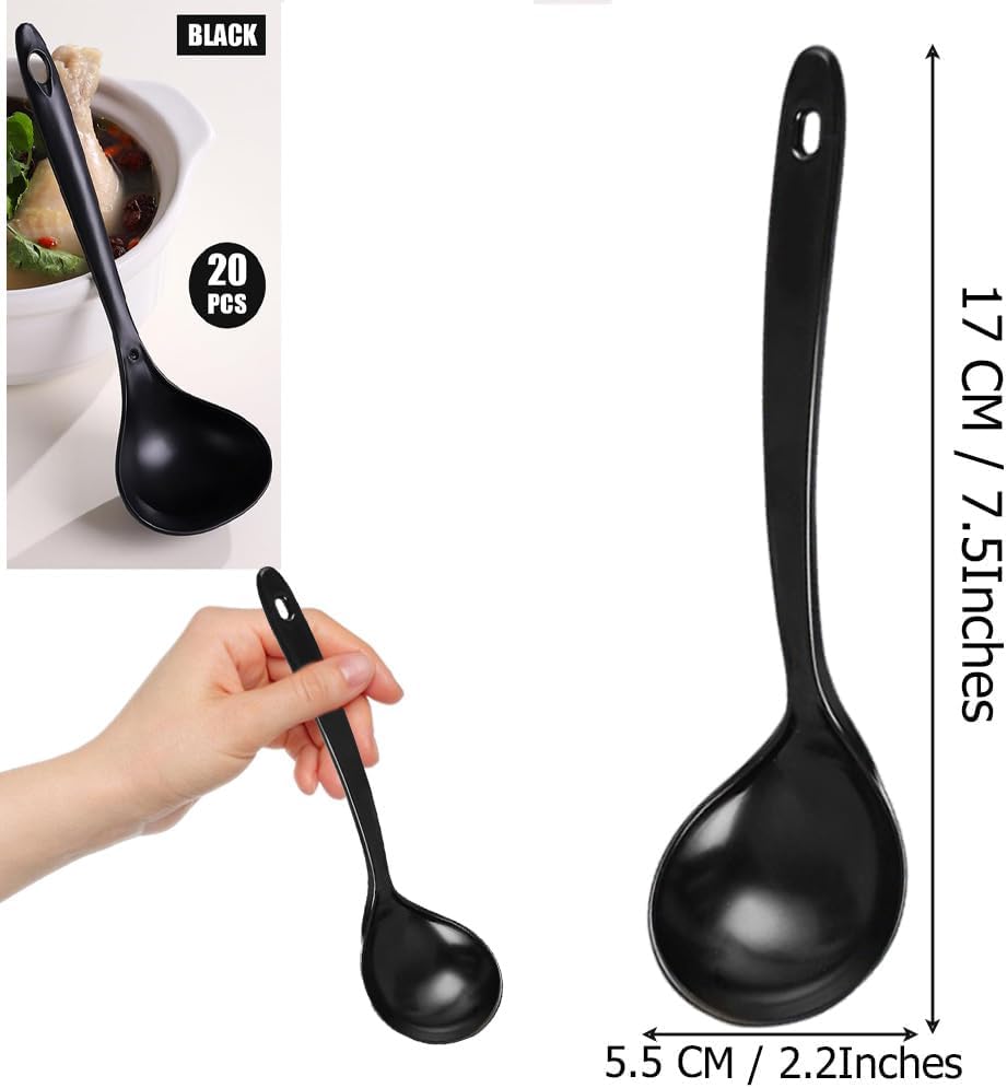 Large Plastic Serving Spoons,Disposable Heavy Duty Serving Spoons,Long Handle Scoop Soup Rice Ladle for Party Catering Buffet Restaurant,20 Pieces