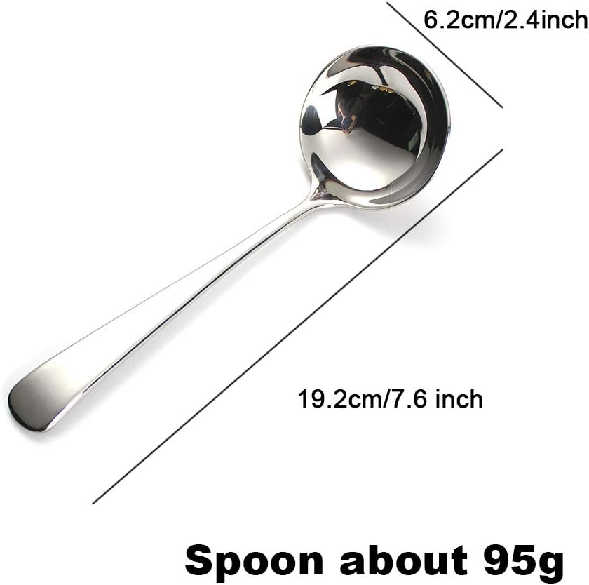 HOOYE 7.6'' Gravy Ladle Sauce Soup Spoon Heavy Duty 18/10 Stainless Steel for Small Dishes (2 pcs)