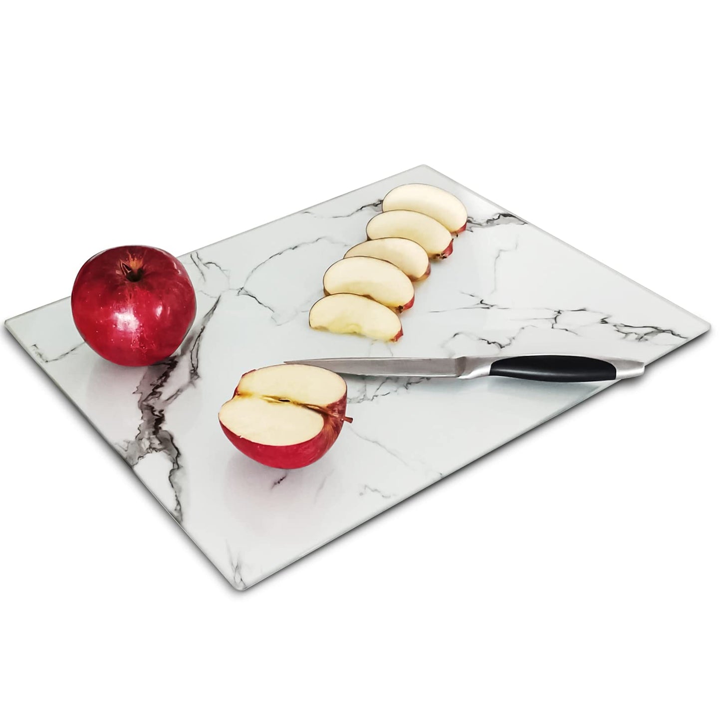 VASUHOME Tempered Glass Cutting Board for Kitchen (12x16"), Long Lasting Clear Glass Cutting Board for Countertop - Scratch, Heat, and Shatter Resistant - Easy to Clean