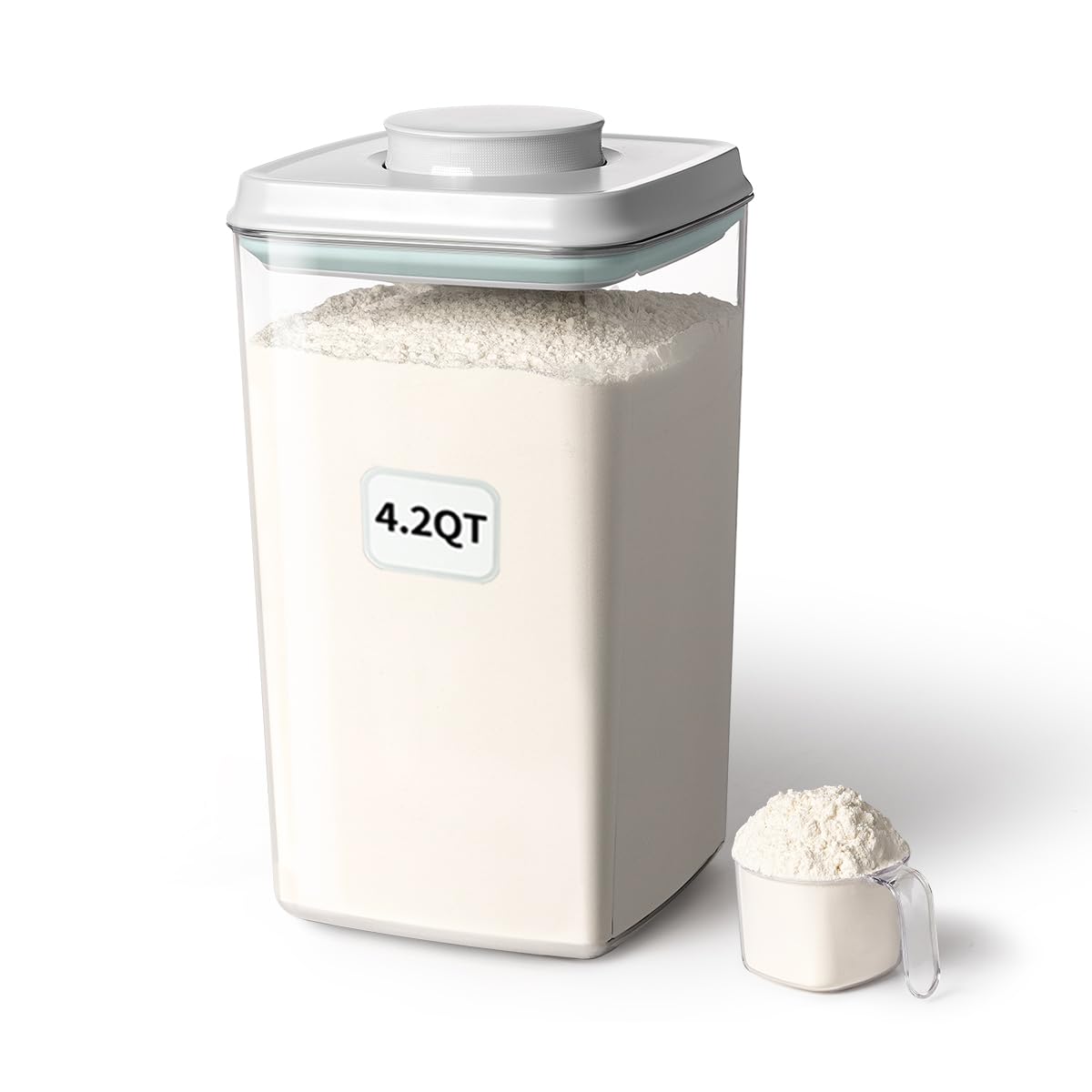 Ankou Airtight Food Storage Container with Pop Lid & 130ml Scoop, 4L/4.2qt *4 BPA-Free Cereal, Rice, Flour, Pasta & Snack Container, Stackable & Durable,Kitchen Pantry Organizer