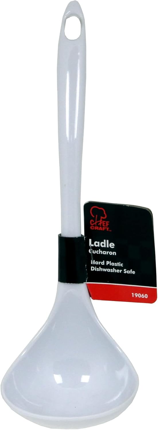 Chef Craft Basic Melamine Cooking Ladle, 10.5 Inch, White
