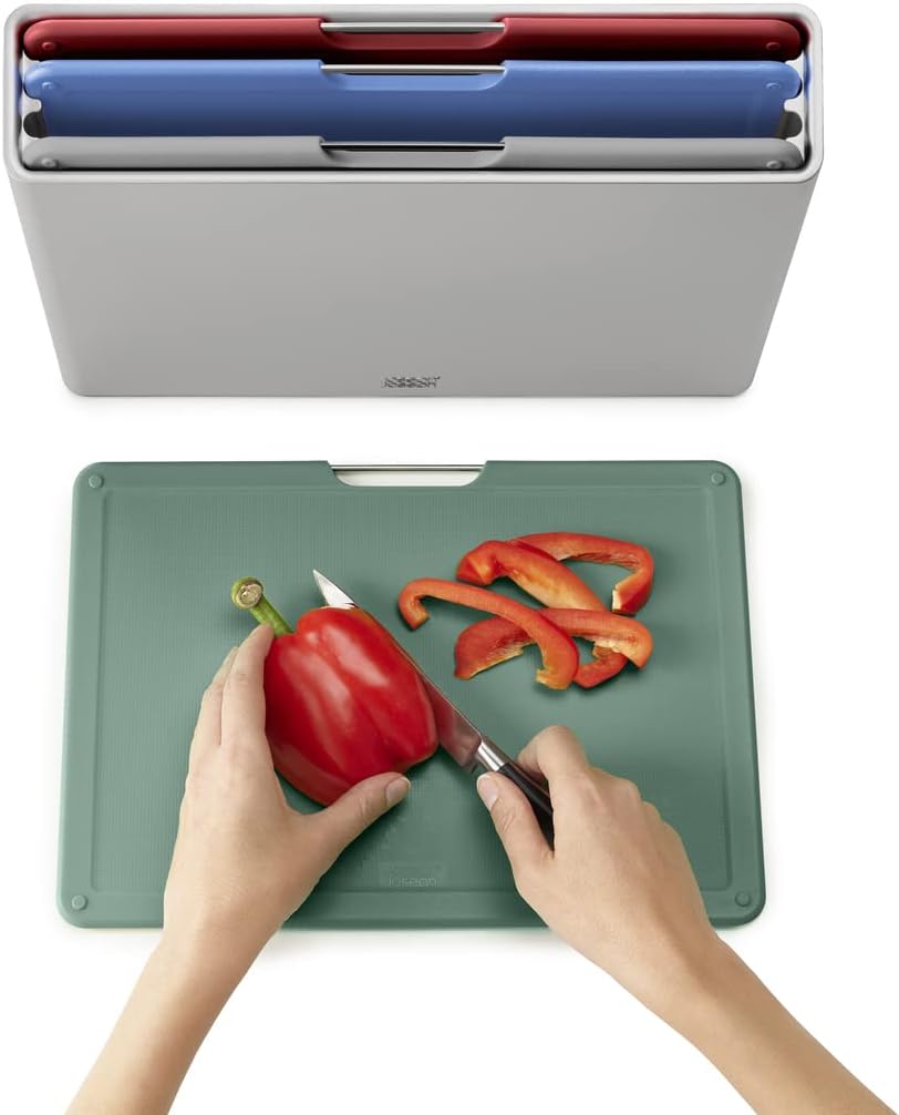 Joseph Joseph Folio Chopping Board Set of 4, Large- Silver/Coast