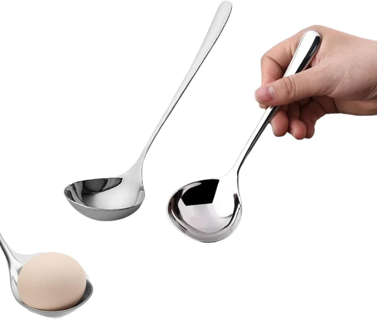 Soup Ladle, 2Pcs 304 Stainless Steel Ladle Spoon Small Gravy Soup Ladle Kitchen Utensil Cooking Serving Spoon for Cooking Buffet, Party, Kitchen(6.69inch+8.07inch)