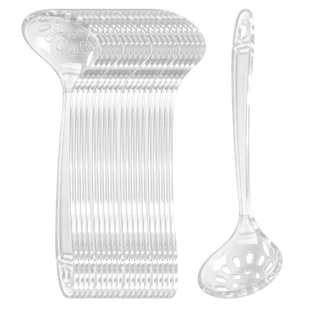 Large Plastic Serving Spoons,Disposable Heavy Duty Serving Spoons,Long Handle Scoop Soup Rice Ladle for Party Catering Buffet Restaurant,20 Pieces