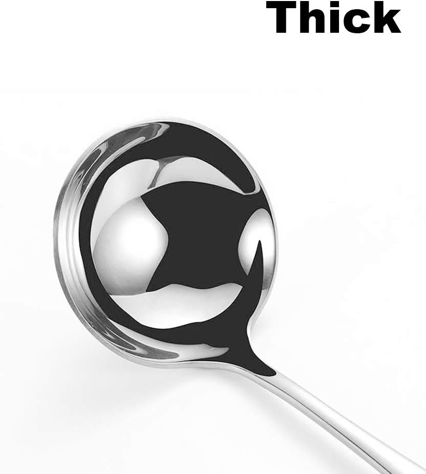 HOOYE 7.6'' Gravy Ladle Sauce Soup Spoon Heavy Duty 18/10 Stainless Steel for Small Dishes (2 pcs)