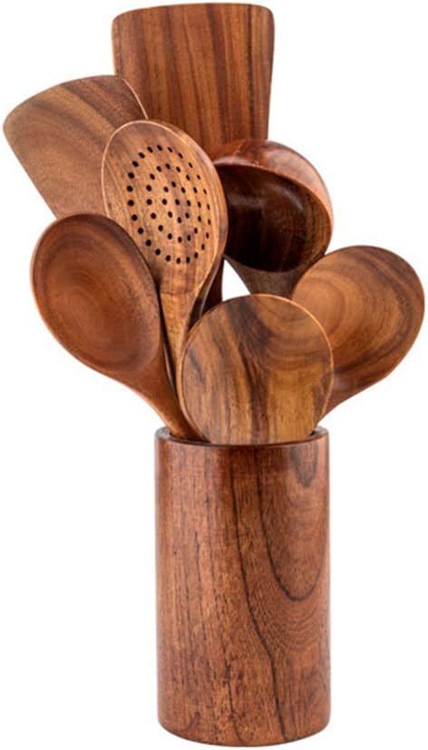 Teak Kitchen Utensils,Wooden Soup Spoon Kitchenware Seasoning Scoop Dipping,Oil Dipper,Meal Rice Scoop,Natural Utensils Handcrafted Cutlery Tool (soup spoon(10.6x3.15in))…