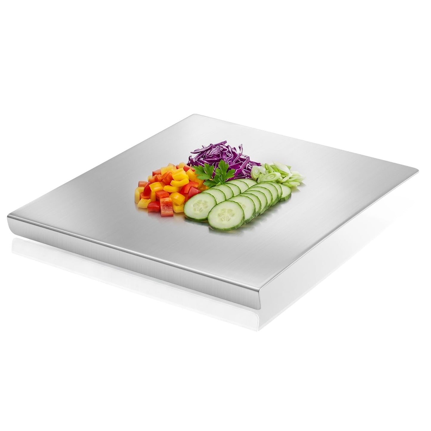 Sakerplus Stainless Steel Kitchen Cutting Board with Lip
