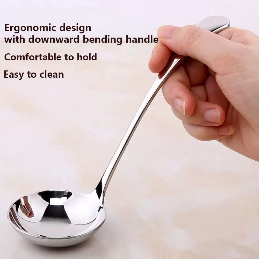 7.9-Inch Silver Small Ladle,Pack of 2,Premium 18/10 Stainless Steel,Ideal for Serving Gravy,Sauce,Soup