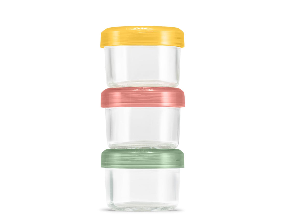 Ello Color Lock 3.4 Cup Glass Meal Prep Containers & Lids, 5 Pack, Desert