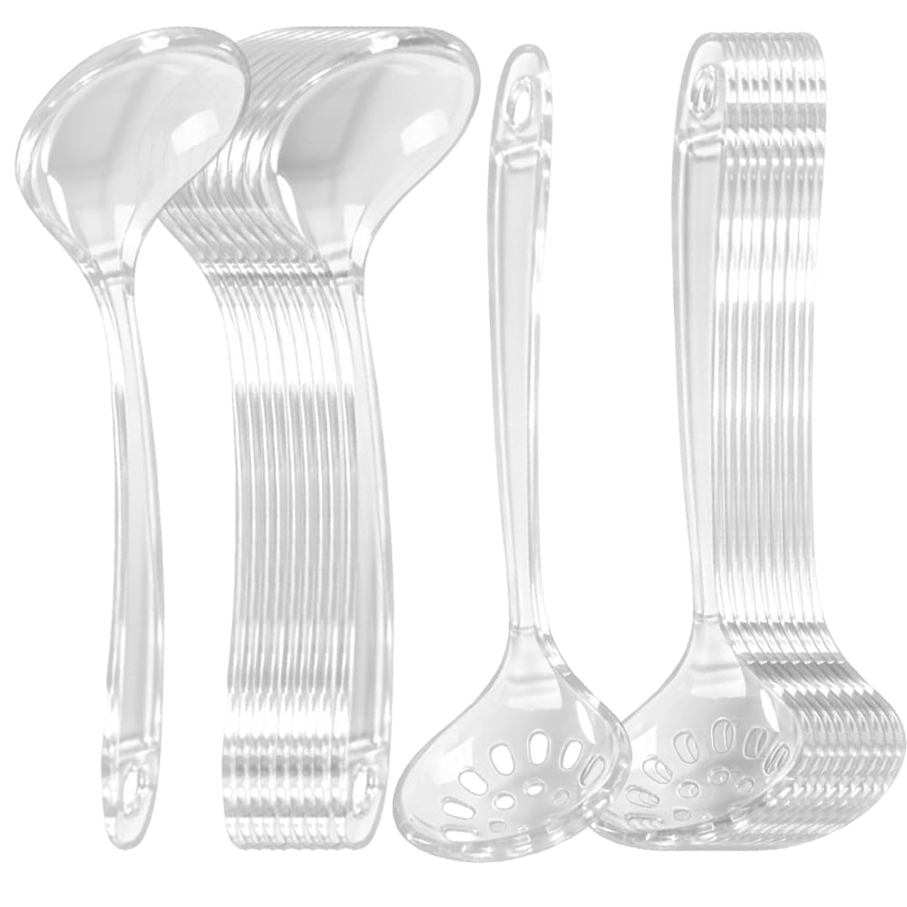 Large Plastic Serving Spoons,Disposable Heavy Duty Serving Spoons,Long Handle Scoop Soup Rice Ladle for Party Catering Buffet Restaurant,20 Pieces
