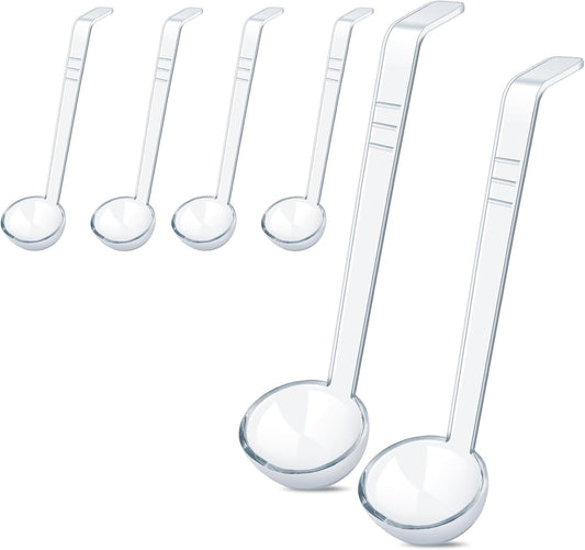 6 Pcs 1 Oz Small Ladle 7.87 Inches Mini Ladles for Serving Sauce, Soup, Dressing, Punch Bowl, Gravy, Cocktail, Fruit Juices – Clear Plastic Long Handle Ladles for Parties
