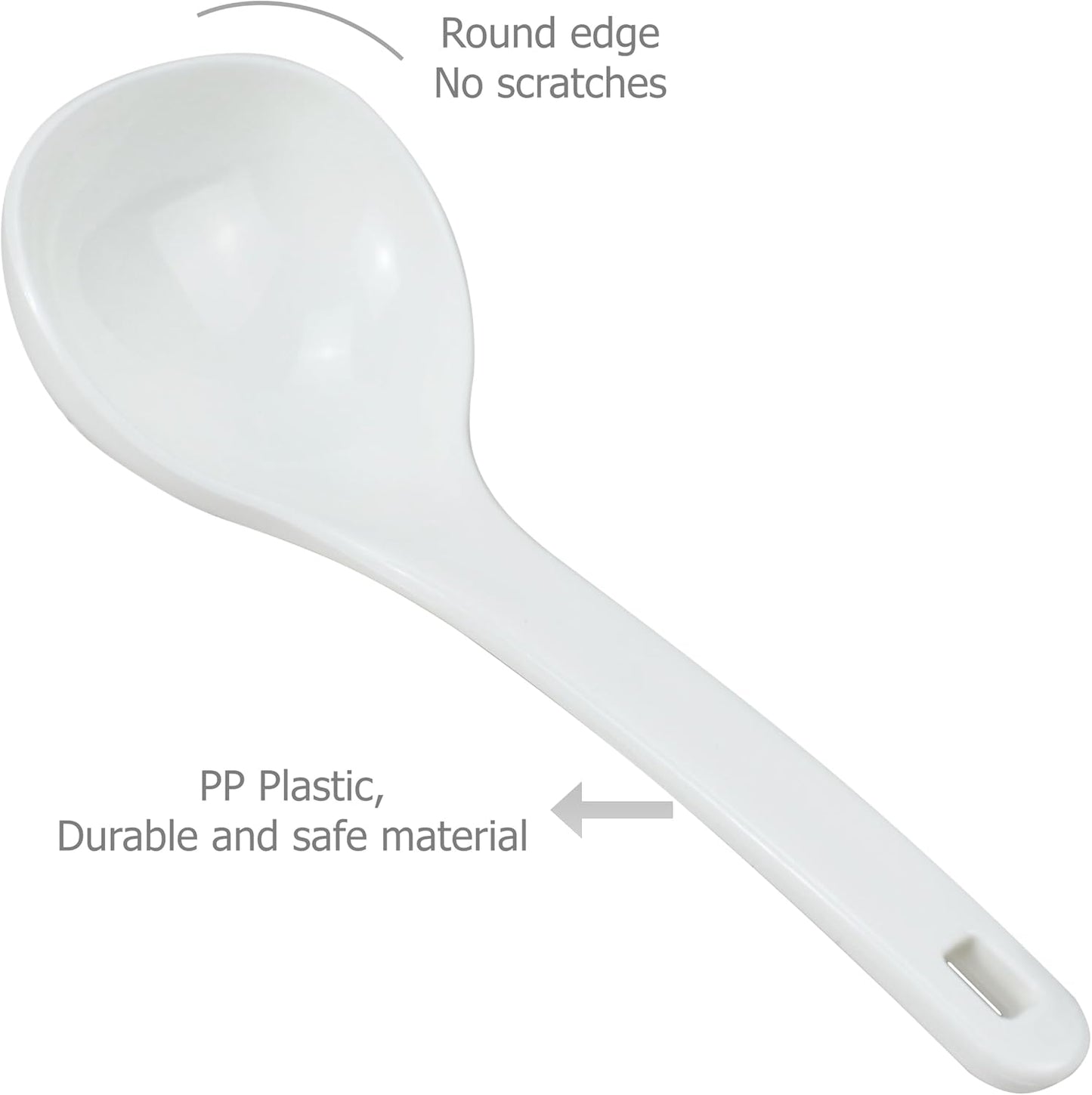 EIKS 2 Pack Plastic Soup Ladle Serving Spoon, 7.5 inch Long