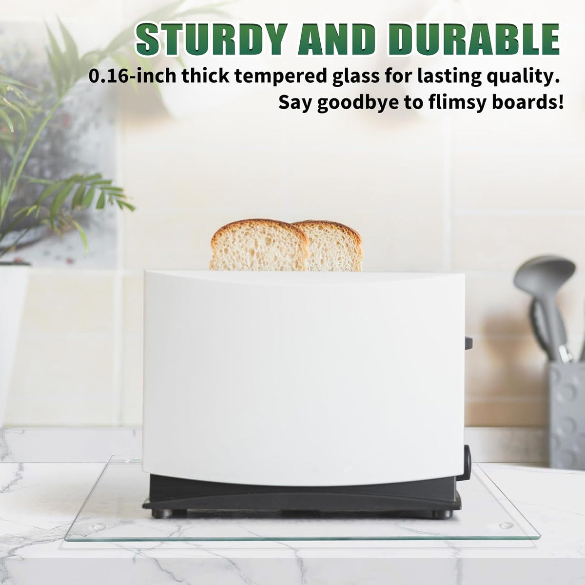 Seelenruhe Tempered Glass Cutting Board for Kitchen Counter, 12x16 inch Clear Cutting Board for Countertop, Non-Slip, Heat-Resistant, Easy to Clean, Kitchen Decoration