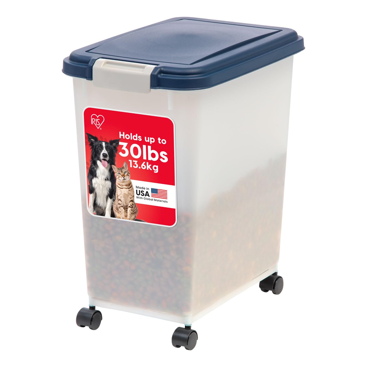 IRIS USA Dog Food Storage Container, Up to 30 lbs, Gray/Dark Gray