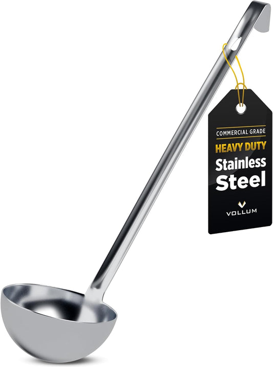 Vollum Stainless Steel Soup Ladle – Heavy Duty One-Piece 6 oz