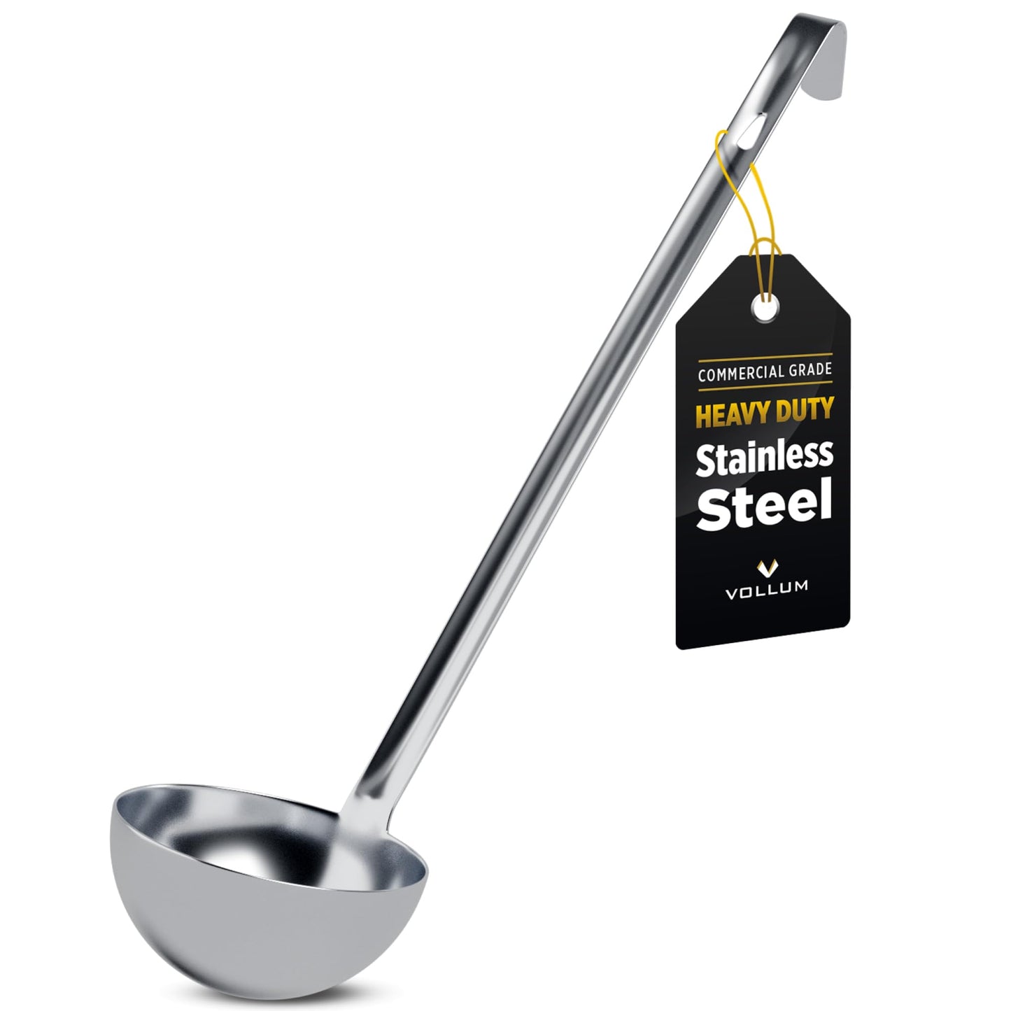 Vollum Stainless Steel Soup Ladle – Heavy Duty One-Piece 6 oz