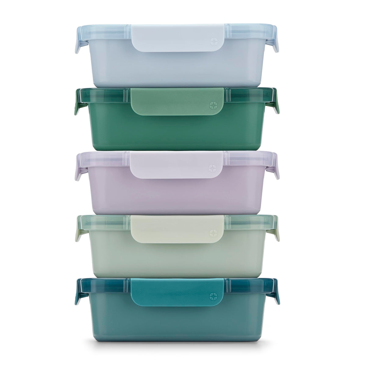 Ello Color Lock 3.4 Cup Glass Meal Prep Containers & Lids, 5 Pack, Desert