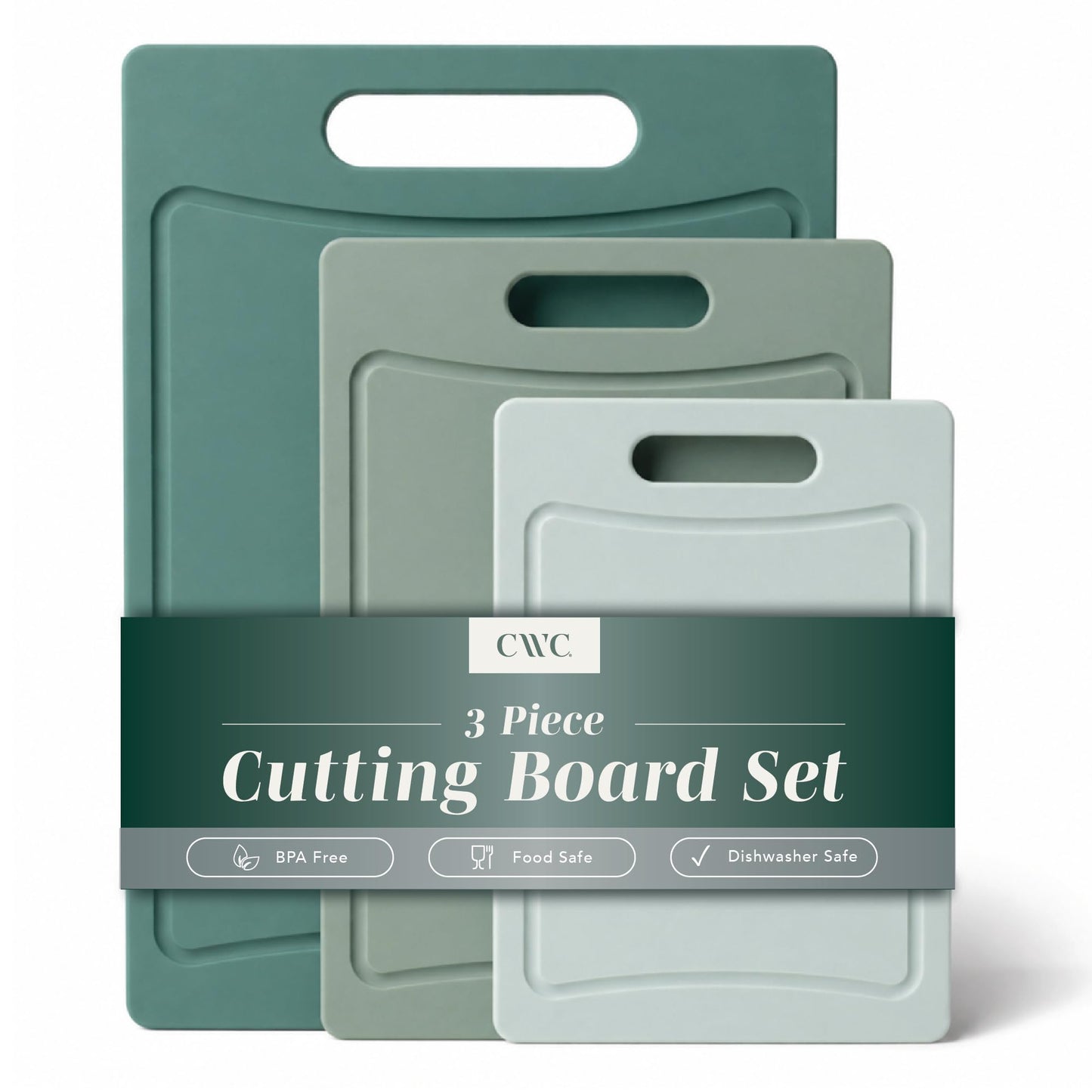 COOK WITH COLOR Non-Slip Cutting Board Set – Kitchen Essentials with Easy Grip Handle for Meat, Veggies, and Fruits, 4 Cutting Boards, Black