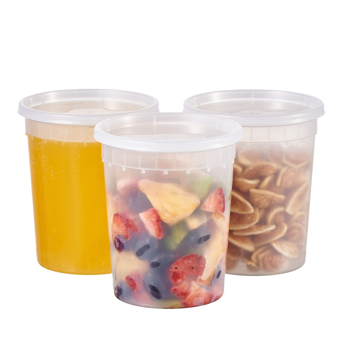 [48Set - 16oz.] Plastic Deli Food Storage Containers With Plastic Lids, Disposable togo containers for soup, Meal Prep, Slime | BPA Free | Stackable | Leakproof | Microwave | Dishwasher | Freezer Safe