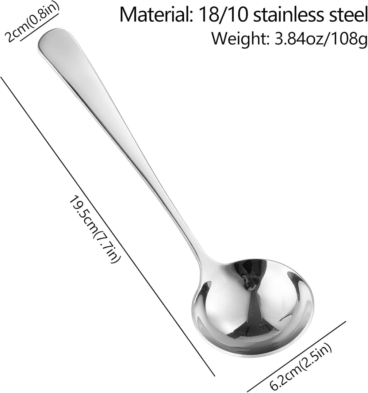 7.8 inch Gravy Ladle, Small 18/10 Stainless Steel Ladle for Sauce and Soup
