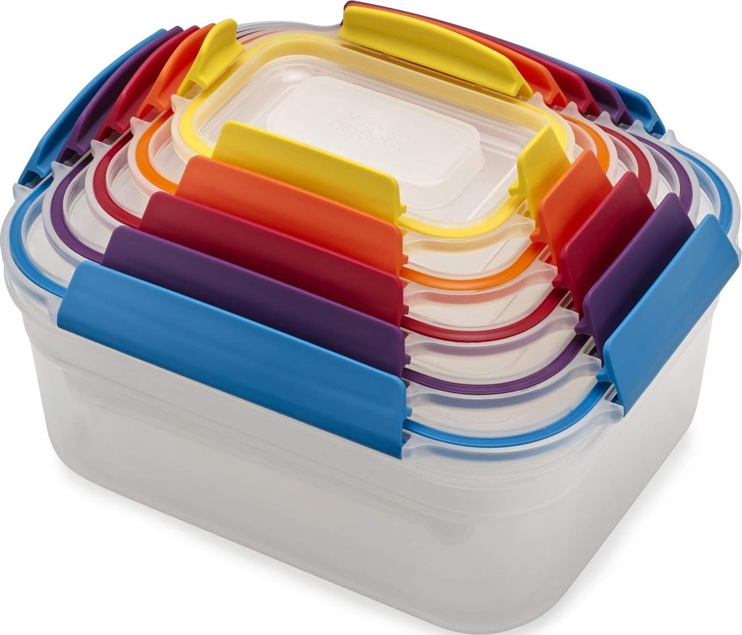 Joseph Joseph Nest Lock Plastic BPA Free Food Storage Container Set with Lockable Airtight Leakproof Lids, 10-Piece, Multi-Color