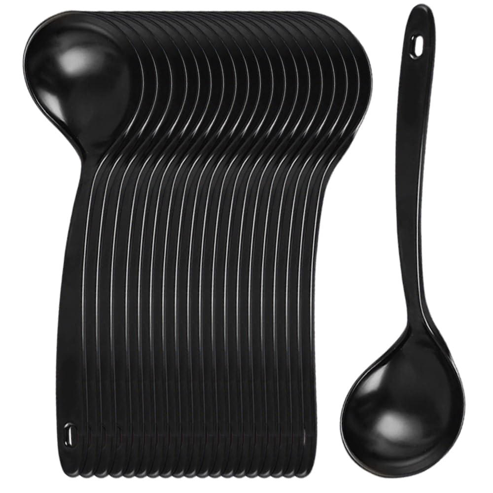 Large Plastic Serving Spoons,Disposable Heavy Duty Serving Spoons,Long Handle Scoop Soup Rice Ladle for Party Catering Buffet Restaurant,20 Pieces