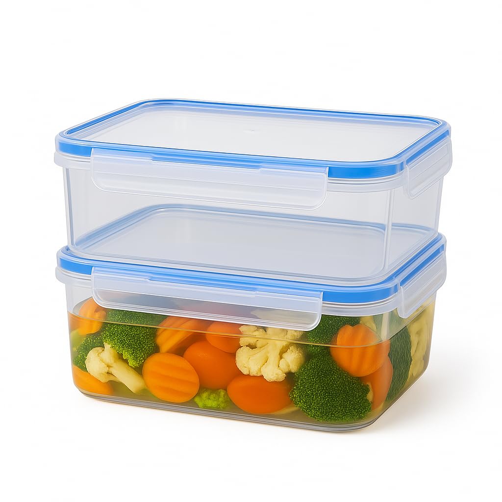 Tribello 68 oz Airtight Food Storage Containers with SnapTight Lids – Clear, Stackable, BPA-Free Meal Prep Containers for Kitchen, Freezer & Pantry – 3-Pack